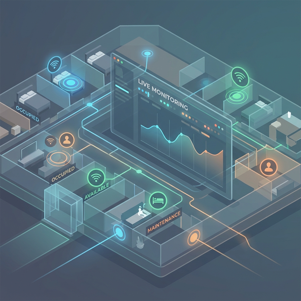 Dashboard con estado de habitaciones en tiempo real